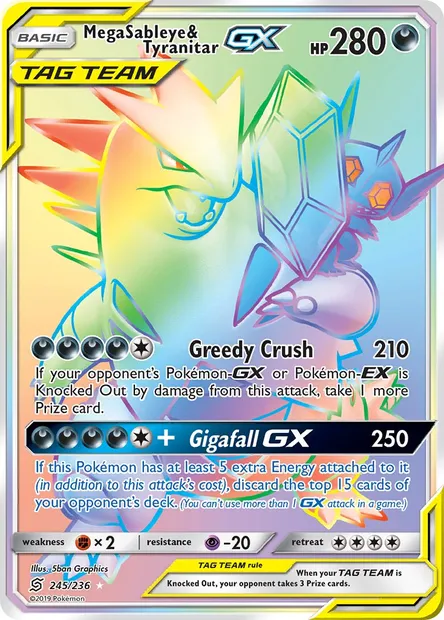 Mega Sableye & Tyranitar GX, Pokémon card UNM 245 — Unified Minds set