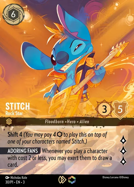 Stitch - Rock Star, Disney Lorcana card P1-030 — P1 set
