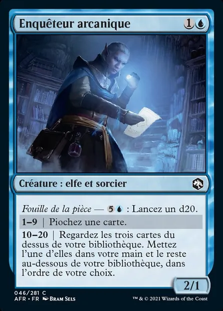 Enquêteur arcanique, carte Magic AFR 46 — extension Forgotten Realms: Aventures dans les Royaumes Oubliés