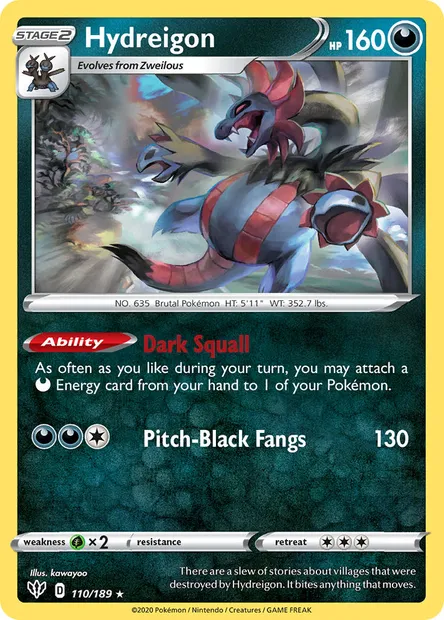 Hydreigon, Pokémon card DAA 110 — Darkness Ablaze set