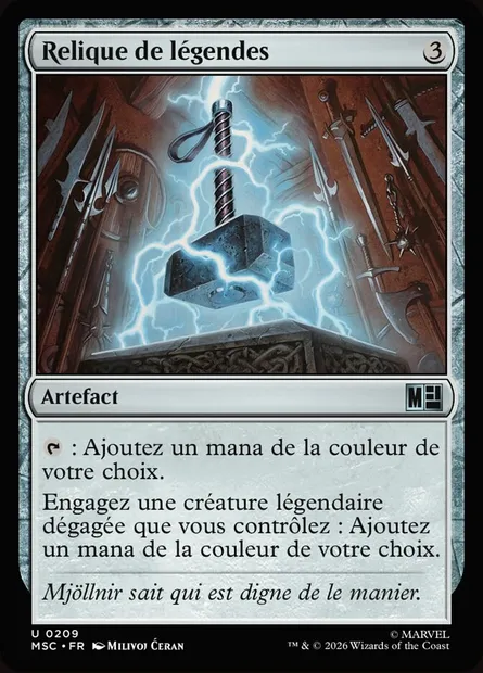 Relique de légendes, carte Magic MSC 209 — extension Marvel Super Heroes Commander