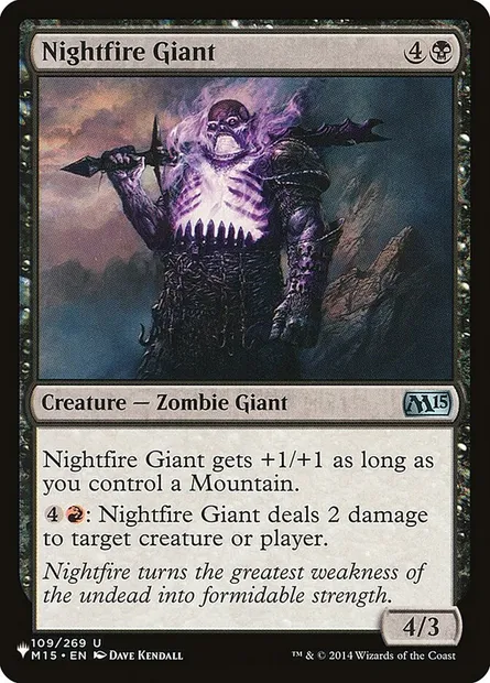 Géant noctefeu, carte Magic PLST M15-109 — extension The List