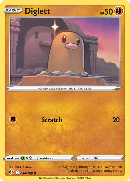 Diglett, Pokémon card DAA 84 — Darkness Ablaze set