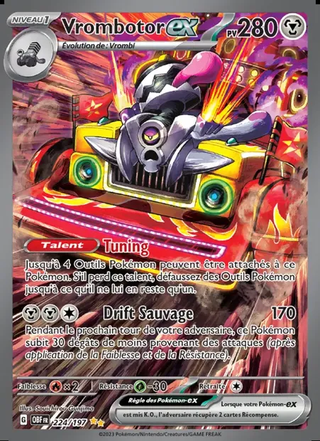 Vrombotor-ex, carte Pokémon OBF 224 — extension Flammes Obsidiennes
