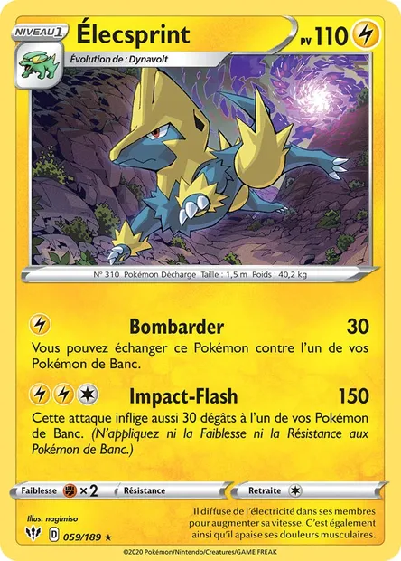 Élecsprint, carte Pokémon DAA 59 — extension Ténèbres Embrasées