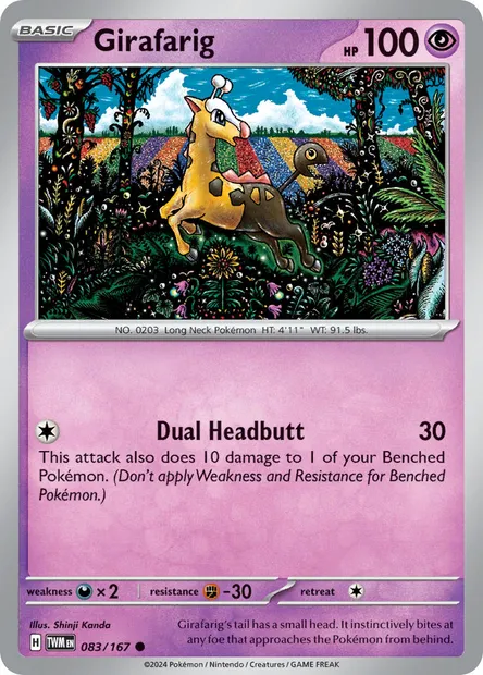 Girafarig, Pokémon card TWM 083 — Twilight Masquerade set