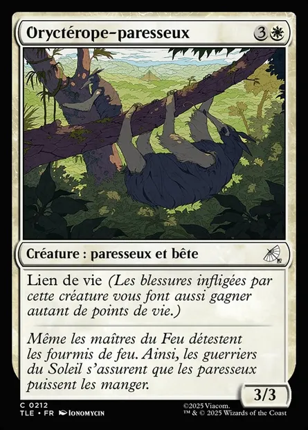 Oryctérope-paresseux, carte Magic TLE 212 — extension Avatar: The Last Airbender Eternal