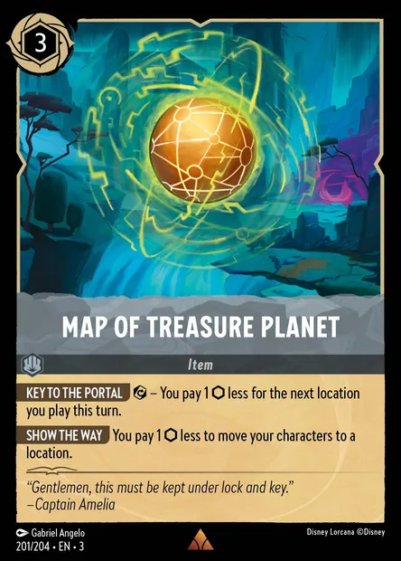Map of Treasure Planet, Disney Lorcana card CH3-201 — Into the Inklands set