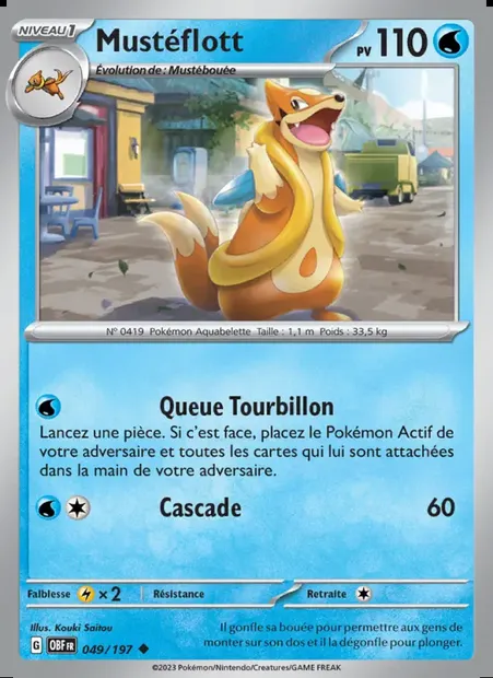 Mustéflott, carte Pokémon OBF 049 — extension Flammes Obsidiennes