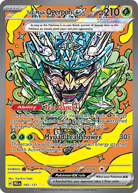 Teal Mask Ogerpon ex, Pokémon card PRE 145 — Prismatic Evolutions set