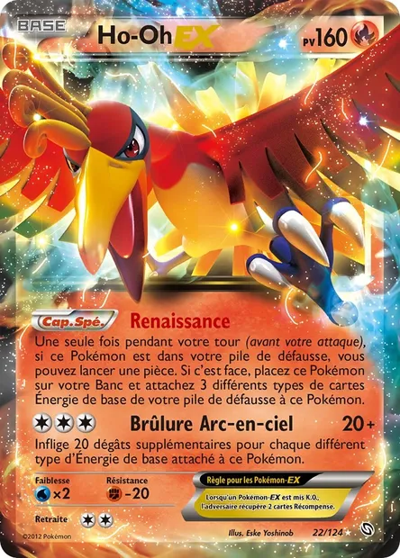 Ho-Oh-EX, carte Pokémon DRX 22 — extension Dragons Éxaltés