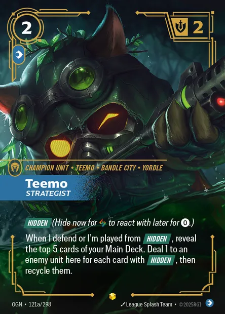 Teemo, Riftbound card OGN 121a — Origins set