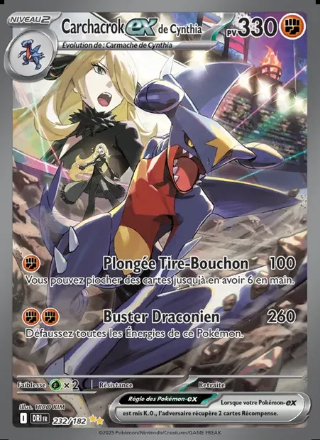 Carchacrok-ex de Cynthia, carte Pokémon DRI 232 — extension Rivalités Destinées