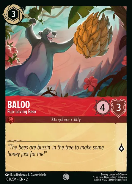 Baloo - Fun-Loving Bear, Disney Lorcana card CH2-103 — Rise of the Floodborn set