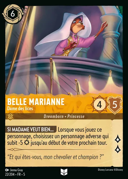 Belle Marianne - Dame des lices, carte Disney Lorcana CH5-022 — extension Ciel Scintillant