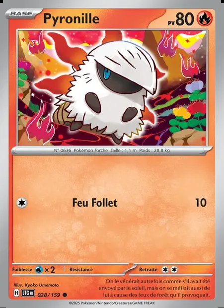 Pyronille, carte Pokémon JTG 028 — extension Aventures Ensemble