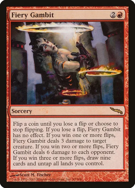 Fiery Gambit, Magic card MRD 90 — Mirrodin set