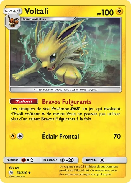 Voltali, carte Pokémon CEC 70 — extension Éclipse Cosmique