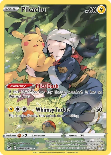 Pikachu, Pokémon card LOR TG05 — Lost Origin set