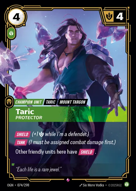 Taric, carte Riftbound OGN 074 — extension Origins