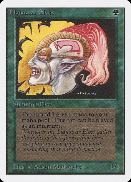 Elfes de Llanowar, carte Magic 2ED 211 — extension Unlimited Edition