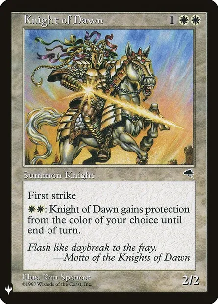 Chevalier de l'aube, carte Magic PLST TMP-26 — extension The List