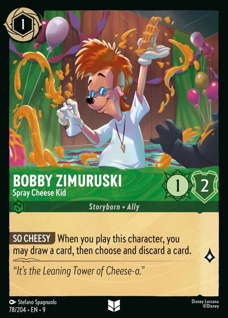 Bobby Zimuruski - Spray Cheese Kid, Disney Lorcana card CH9-078 — Fabled set