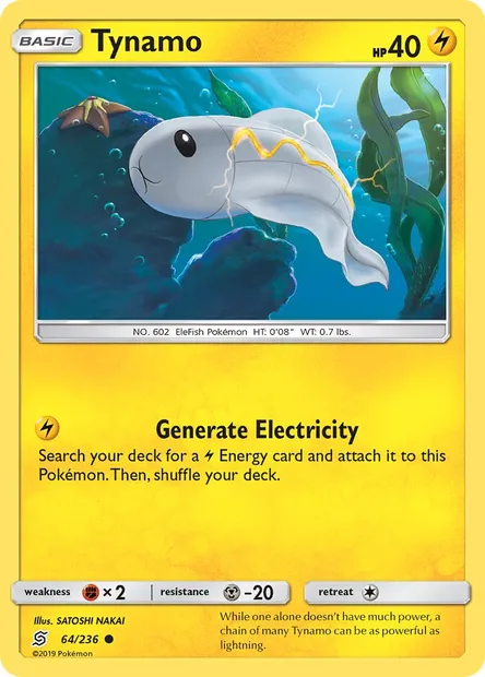 Tynamo, Pokémon card UNM 64 — Unified Minds set