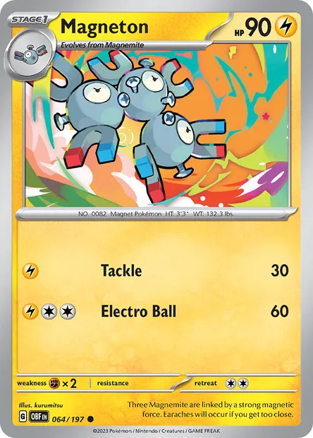 Magneton, Pokémon card OBF 064 — Obsidian Flames set