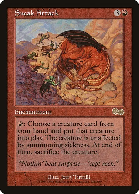 Sneak Attack, Magic card USG 218 — Urza's Saga set