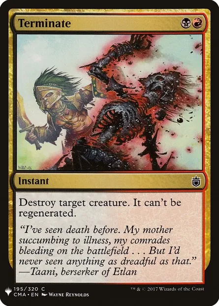 Terminate, Magic card PLST CMA-195 — The List set