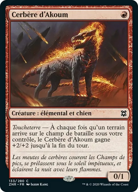 Cerbère d'Akoum, carte Magic ZNR 133 — extension Renaissance de Zendikar