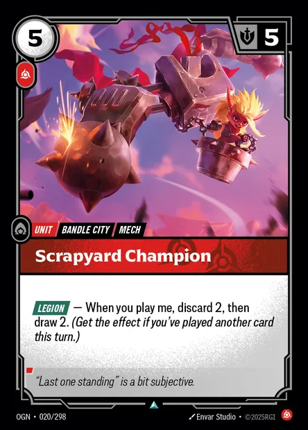 Scrapyard Champion, Riftbound card OGN 020 — Origins set