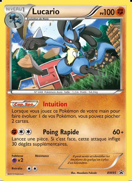 Lucario, carte Pokémon BW 85 — extension Promo BW