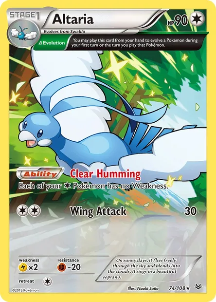 Altaria, Pokémon card ROS 74 — Roaring Skies set