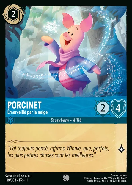 Porcinet - Émerveillé par la neige, carte Disney Lorcana CH11-139 — extension Givresort