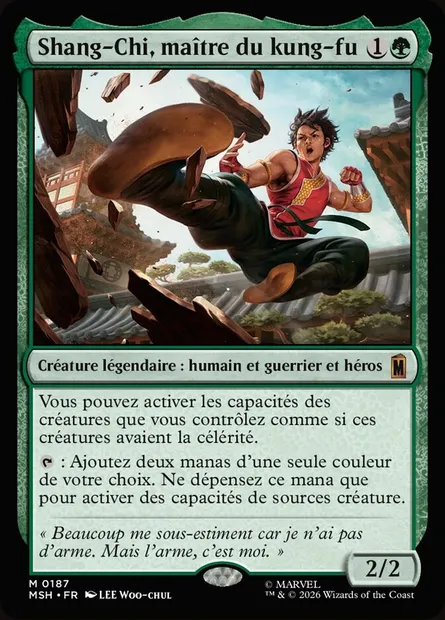 Shang-Chi, maître du kung-fu, carte Magic MSH 187 — extension Marvel Super Heroes