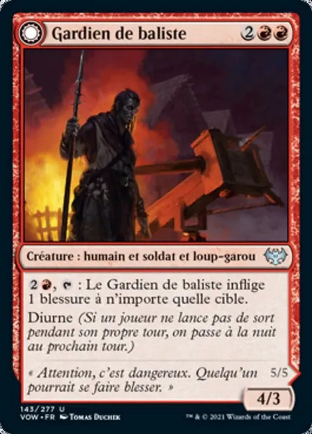 Gardien de baliste // Porteur de baliste, carte Magic VOW 143 — extension Innistrad : noce écarlate