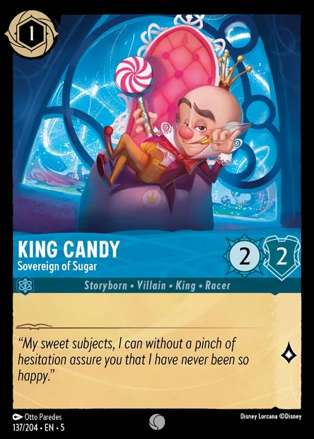 King Candy - Sovereign of Sugar, Disney Lorcana card CH5-137 — Shimmering Skies set