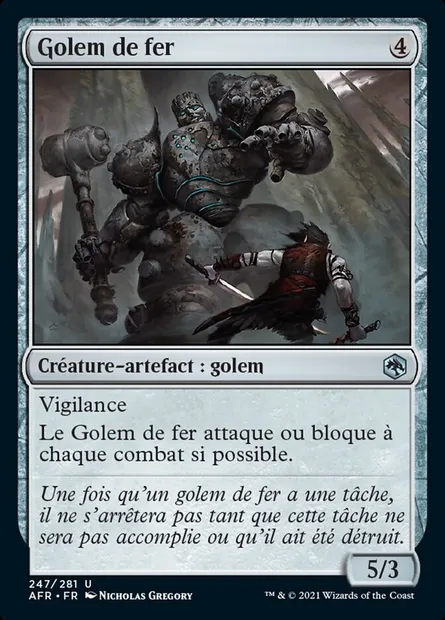 Golem de fer, carte Magic AFR 247 — extension Forgotten Realms: Aventures dans les Royaumes Oubliés