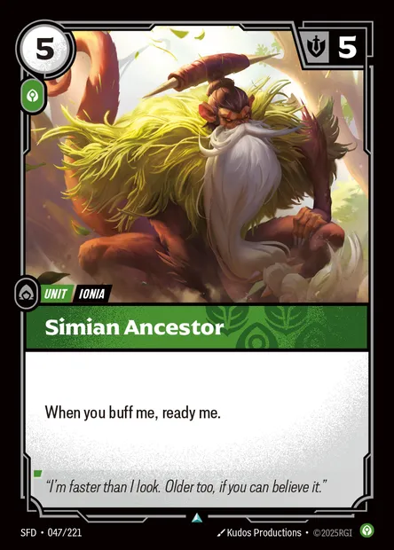 Simian Ancestor, carte Riftbound SFD 047 — extension Spiritforged