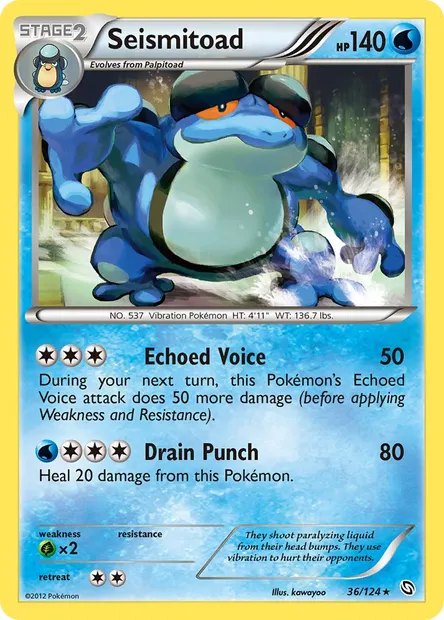 Seismitoad, Pokémon card DRX 36 — Dragons Exalted set