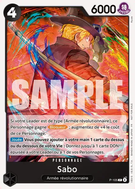 Sabo, carte One Piece P-105 — extension Carte promo