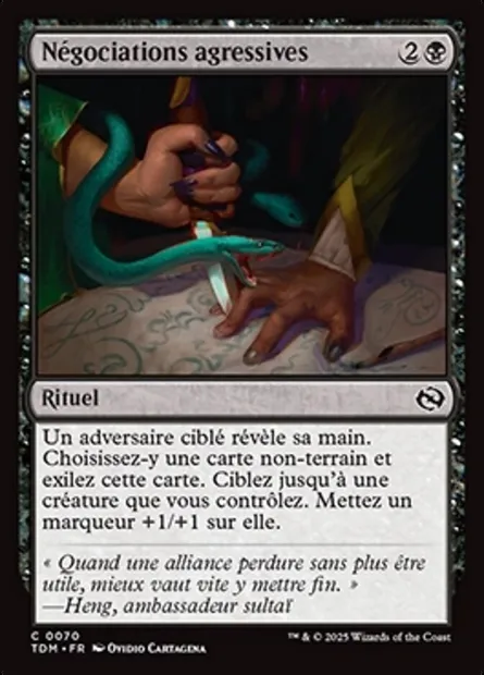 Négociations agressives, carte Magic TDM 70 — extension Tarkir: Dragonstorm