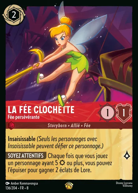 La Fée Clochette - Fée insistante, carte Disney Lorcana CH8-136 — extension Le Règne de Jafar