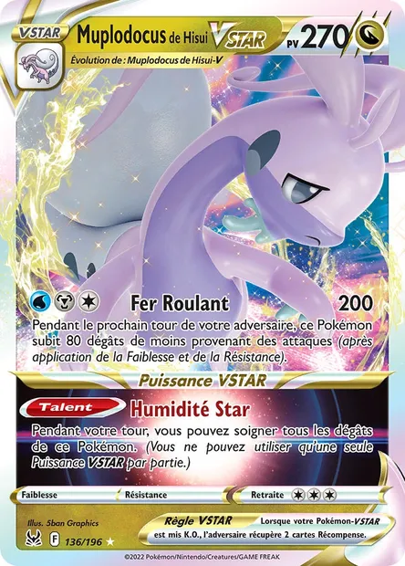 Muplodocus de Hisui VSTAR, carte Pokémon LOR 136 — extension Origine Perdue
