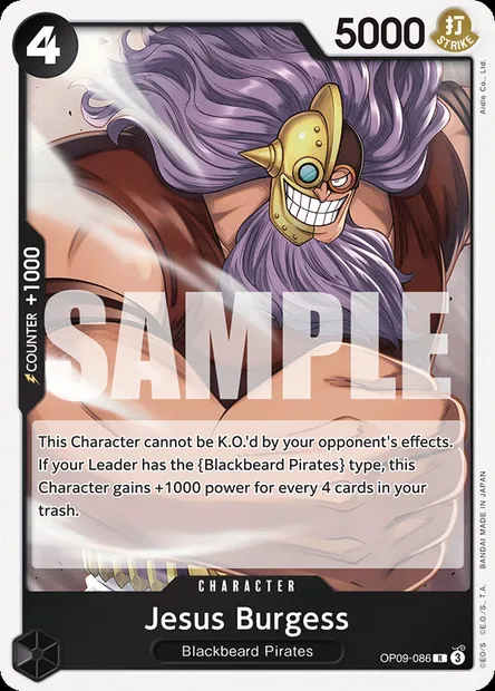 Jesus Burgess, One Piece card OP09-086 — EMPERORS IN THE NEW WORLD set