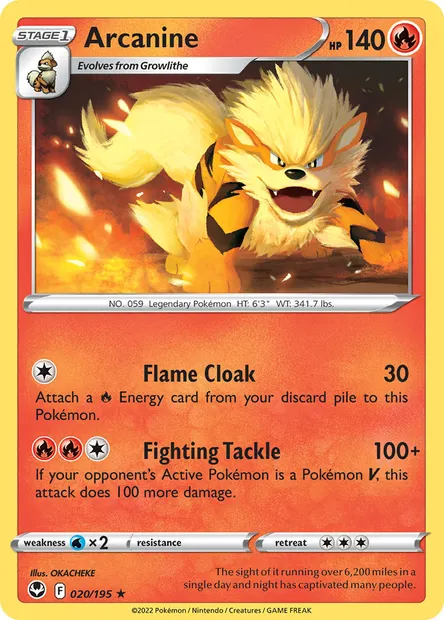 Arcanine, Pokémon card SIT 020 — Silver Tempest set