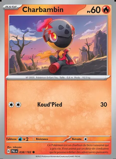 Charbambin, carte Pokémon PAL 038 — extension Évolutions à Paldea