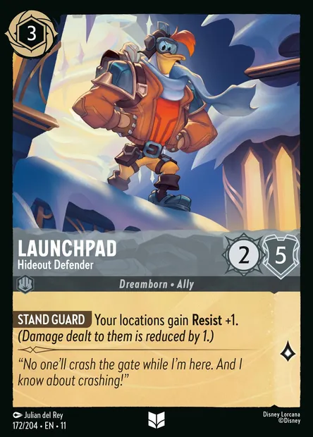 Launchpad - Hideout Defender, Disney Lorcana card CH11-172 — Winterspell set